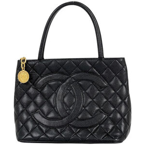 CHANEL Reissue Tote Handbag with Coco Mark, Caviar Skin, Black, A01804, Women's